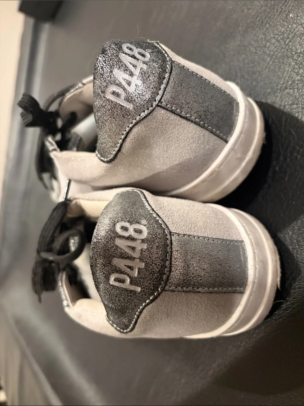 P448 Women's Gray and Black Sparkle Low-Top Sneakers 38